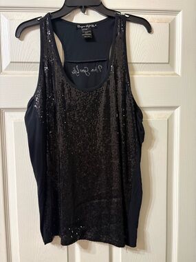 Cowgirl Tuff Black Sequin Scoop Neck Tank
